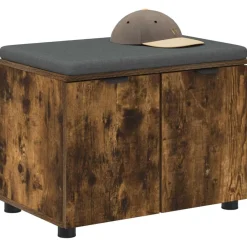 Bancs-vidaXL Banc d'entrée avec coussin Chêne Fumé 60 x 38 x 46 cm Ch&ecirc;ne fumé