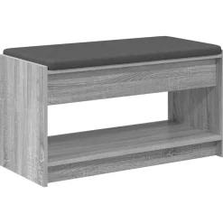 vidaXL Banc d'entrée avec coussin Gris Sonoma 83 x 38 x 45 cm