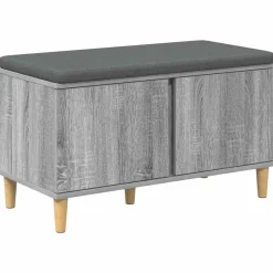 vidaXL Banc d'entrée avec coussin Gris Sonoma 80 x 38 x 46 cm