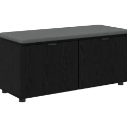 Bancs-vidaXL Banc d'entrée avec coussin Chêne Noir 100 x 38 x 46 cm Ch&ecirc;ne noir