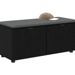 Bancs-vidaXL Banc d'entrée avec coussin Chêne Noir 100 x 38 x 46 cm Ch&ecirc;ne noir
