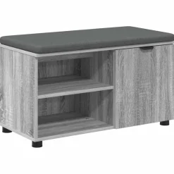 Bancs-vidaXL Banc d'entrée avec coussin Gris Sonoma 80 x 38 x 46 cm Sonoma gris