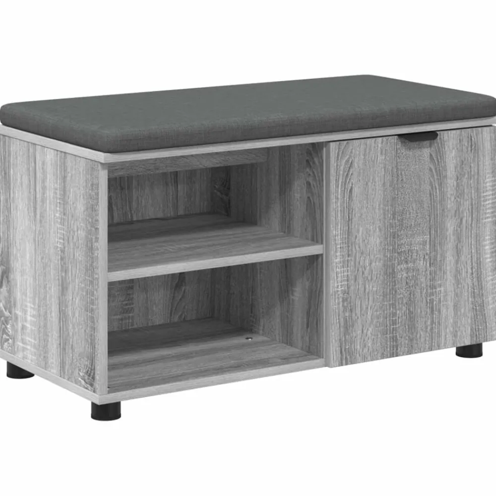 Bancs-vidaXL Banc d'entrée avec coussin Gris Sonoma 80 x 38 x 46 cm Sonoma gris