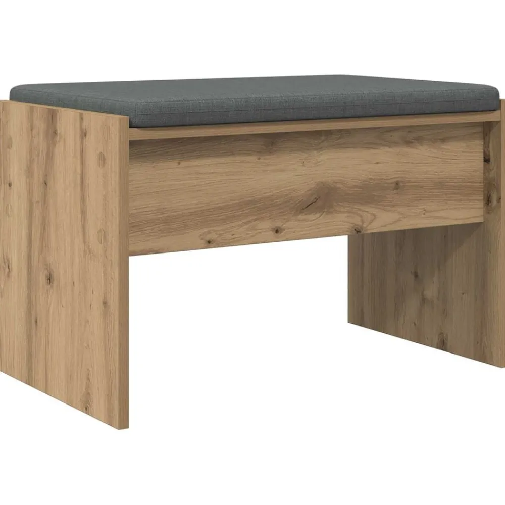 Bancs-vidaXL Banc d'entrée avec coussin Chêne artisanal 63 x 38 x 40 cm chêne artisanal