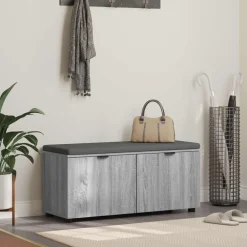 vidaXL Banc d'entrée avec coussin Gris Sonoma 100 x 38 x 46 cm
