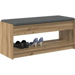 Bancs-vidaXL Banc d'entrée avec coussin Chêne Artisanal 103 x 38 x 45 cm ch&ecirc;ne artisanal