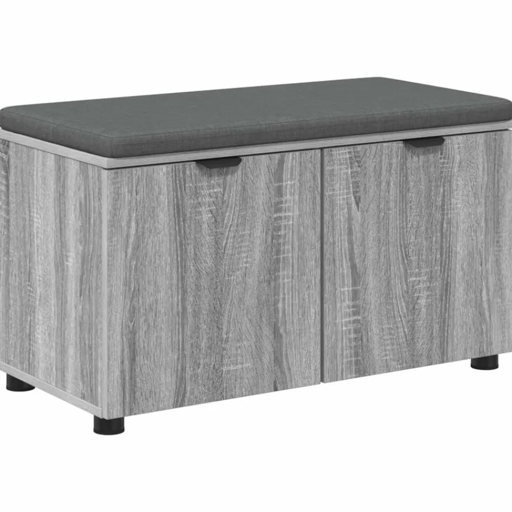 vidaXL Banc d'entrée avec coussin Gris Sonoma 80 x 38 x 46 cm