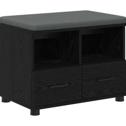 Bancs-vidaXL Banc d'entrée avec coussin Chêne Noir 60 x 38 x 46 cm Chêne noir
