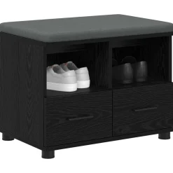 Bancs-vidaXL Banc d'entrée avec coussin Chêne Noir 60 x 38 x 46 cm Ch&ecirc;ne noir