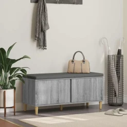 Bancs-vidaXL Banc d'entrée avec coussin Gris Sonoma 100 x 38 x 46 cm Sonoma gris