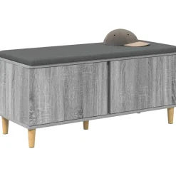 Bancs-vidaXL Banc d'entrée avec coussin Gris Sonoma 100 x 38 x 46 cm Sonoma gris