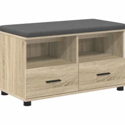 Bancs-vidaXL Banc d'entrée avec coussin Chêne Sonoma 80 x 38 x 46 cm Ch&ecirc;ne sonoma