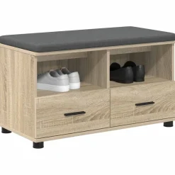 Bancs-vidaXL Banc d'entrée avec coussin Chêne Sonoma 80 x 38 x 46 cm Ch&ecirc;ne sonoma