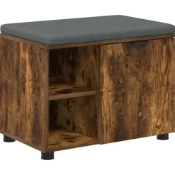 Bancs-vidaXL Banc d'entrée avec coussin Chêne Fumé 60 x 38 x 46 cm Ch&ecirc;ne fumé
