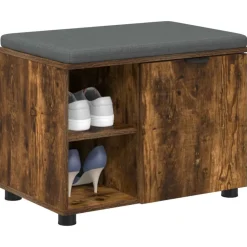 Bancs-vidaXL Banc d'entrée avec coussin Chêne Fumé 60 x 38 x 46 cm Ch&ecirc;ne fumé
