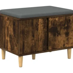 Bancs-vidaXL Banc d'entrée avec coussin Chêne Fumé 60 x 38 x 46 cm Ch&ecirc;ne fumé