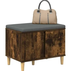 Bancs-vidaXL Banc d'entrée avec coussin Chêne Fumé 60 x 38 x 46 cm Ch&ecirc;ne fumé