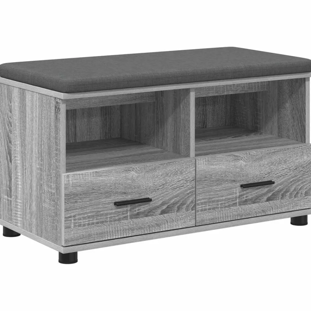 vidaXL Banc d'entrée avec coussin Gris Sonoma 80 x 38 x 46 cm