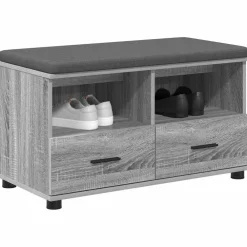 vidaXL Banc d'entrée avec coussin Gris Sonoma 80 x 38 x 46 cm