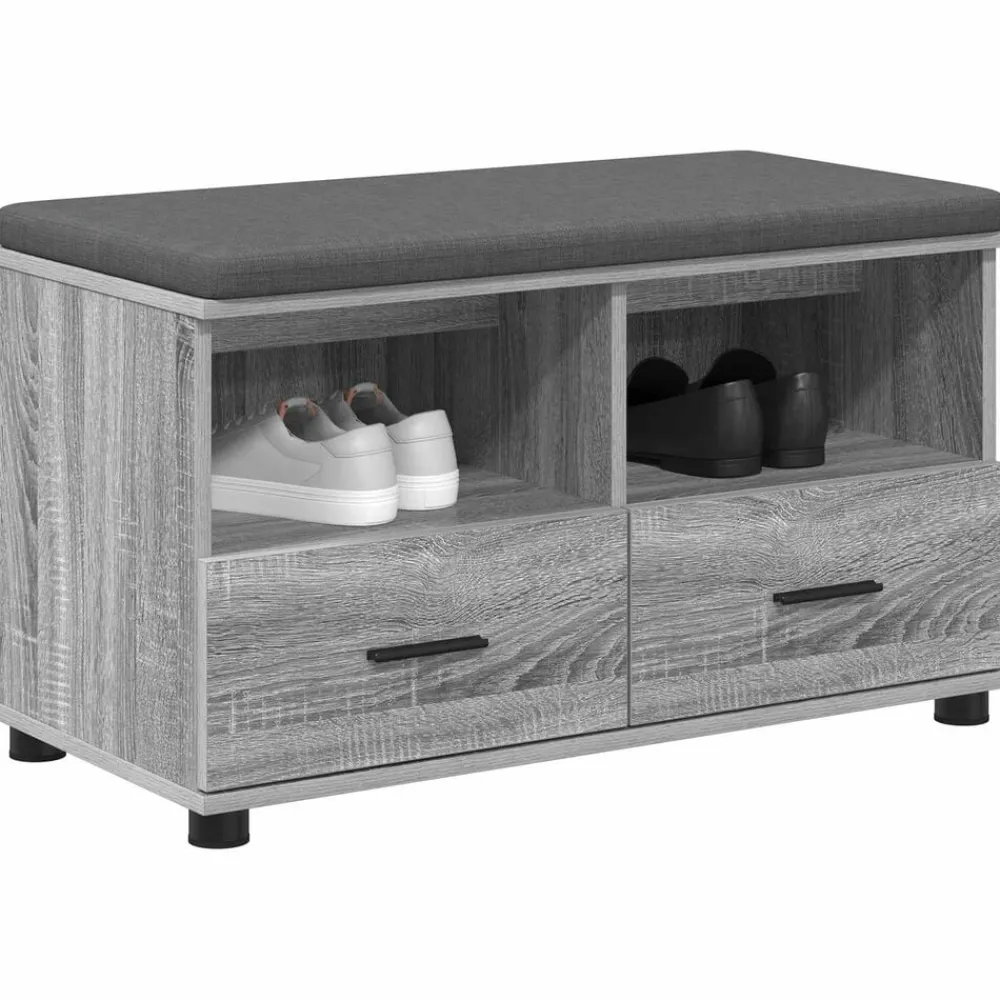 vidaXL Banc d'entrée avec coussin Gris Sonoma 80 x 38 x 46 cm