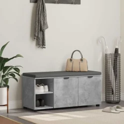 Bancs-vidaXL Banc d'entrée avec coussin 100 x 38 x 46 cm Gris béton