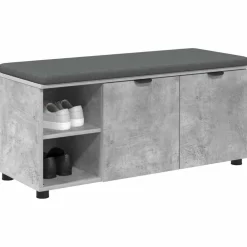 Bancs-vidaXL Banc d'entrée avec coussin 100 x 38 x 46 cm Gris béton