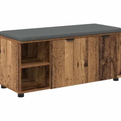 Bancs-vidaXL Banc d'entrée avec coussin 100 x 38 x 46 cm Bois ancien