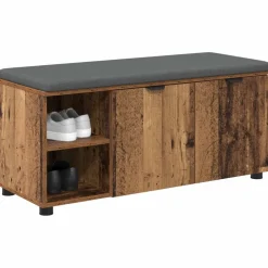 Bancs-vidaXL Banc d'entrée avec coussin 100 x 38 x 46 cm Bois ancien