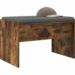 Bancs-vidaXL Banc d'entrée avec coussin Chêne fumé 63 x 38 x 40 cm Ch&ecirc;ne fumé