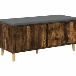 Bancs-vidaXL Banc d'entrée avec coussin Chêne Fumé 100 x 38 x 46 cm Ch&ecirc;ne fumé