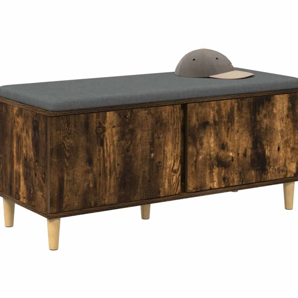 Bancs-vidaXL Banc d'entrée avec coussin Chêne Fumé 100 x 38 x 46 cm Chêne fumé