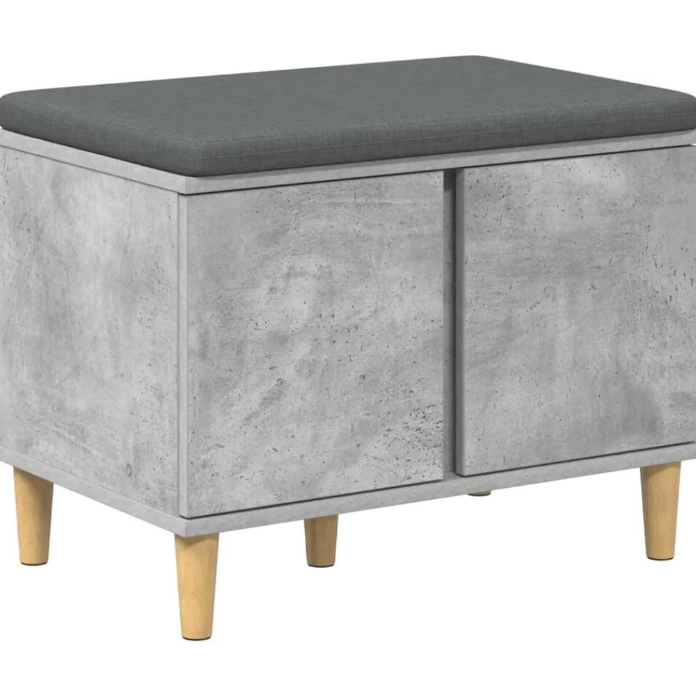 Bancs-vidaXL Banc d'entrée avec coussin 60 x 38 x 46 cm Gris béton
