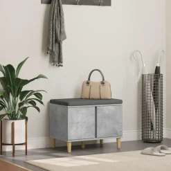 Bancs-vidaXL Banc d'entrée avec coussin 60 x 38 x 46 cm Gris béton