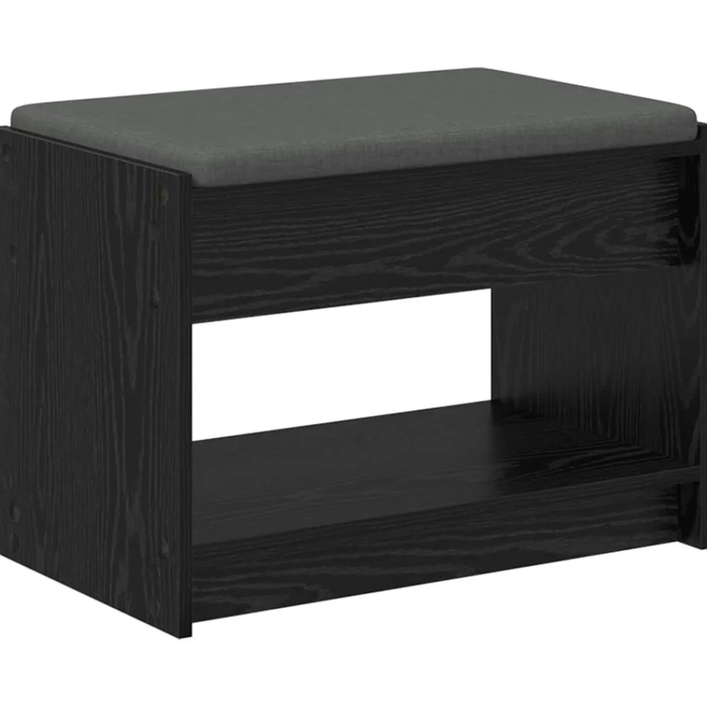 Bancs-vidaXL Banc d'entrée avec coussin Chêne Noir 63 x 38 x 45 cm