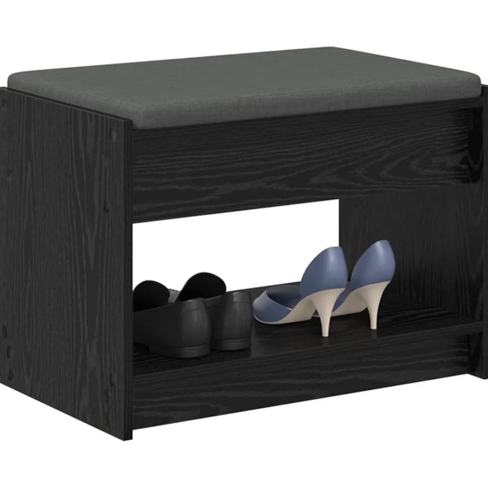 Bancs-vidaXL Banc d'entrée avec coussin Chêne Noir 63 x 38 x 45 cm