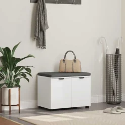 vidaXL Banc d'entrée 60 x 38 x 46 cm Bois Ingénierie et Tissu