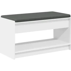 vidaXL Banc d'entrée Blanc 83 x 38 x 45 cm Bois Ingénierie et Tissu