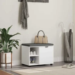 vidaXL Banc d'entrée 60 x 38 x 46 cm Bois Ingénierie et Tissu