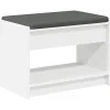vidaXL Banc d'entrée Blanc 63 x 38 x 45 cm Bois Ingénierie et Tissu