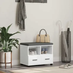 vidaXL Banc d'entrée 60 x 38 x 46 cm Bois Ingénierie et Tissu