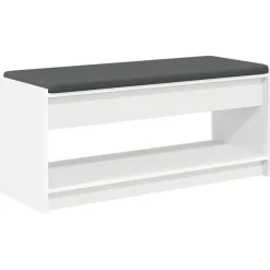Bancs-vidaXL Banc d'entrée 103 x 38 x 45 cm Bois Ingénierie et Tissu Blanc