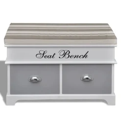 vidaXL Banc d'entrée et de rangement avec coussin gris 2 tiroirs Blanc