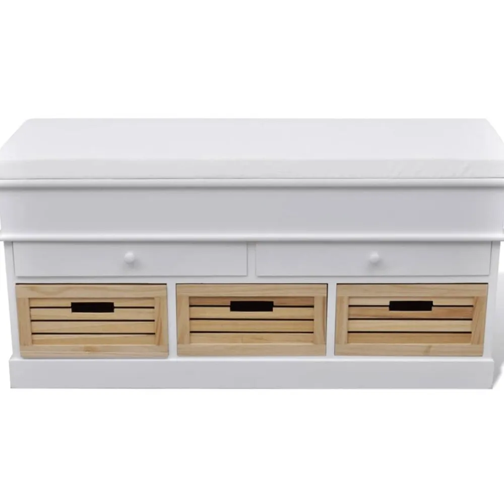 vidaXL Banc d'entrée et de rangement avec coussin 2 tiroirs Blanc