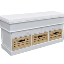 vidaXL Banc d'entrée et de rangement avec coussin 2 tiroirs Blanc