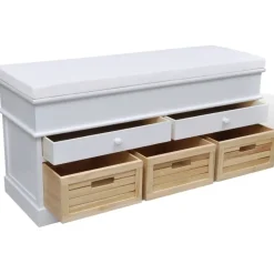 vidaXL Banc d'entrée et de rangement avec coussin 2 tiroirs Blanc