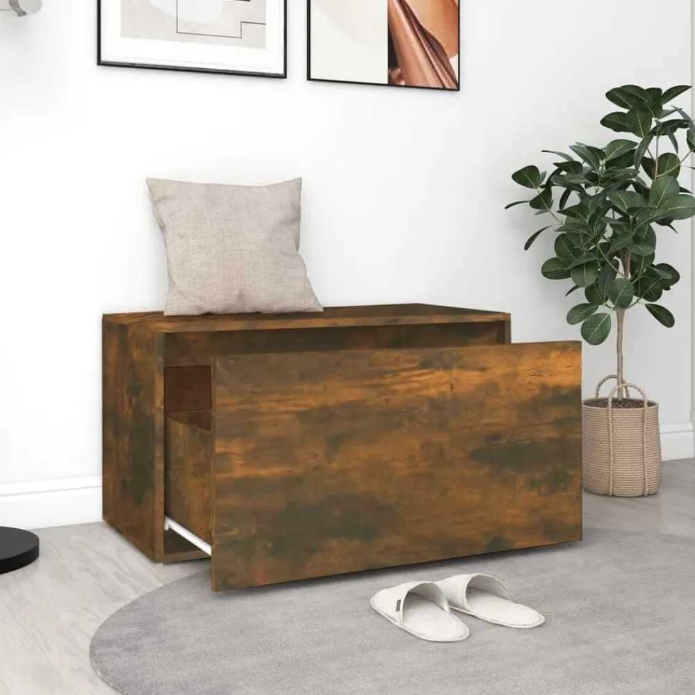 vidaXL Banc d'entrée 80x40x45 cm Chêne fumé Bois d'ingénierie