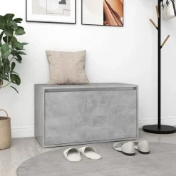 Bancs-vidaXL Banc d'entrée 80x40x45 cm Bois d'ingénierie Gris béton
