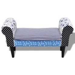 Bancs-vidaXL Banc Design avec patchwork Bleu et blanc
