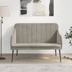 Bancs-vidaXL Banc 110x76x80 cm Velours Gris clair