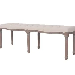 Bancs-vidaXL Banc Lin Bois massif 150 x 40 x 48 cm Blanc crème Blanc cr&egrave;me